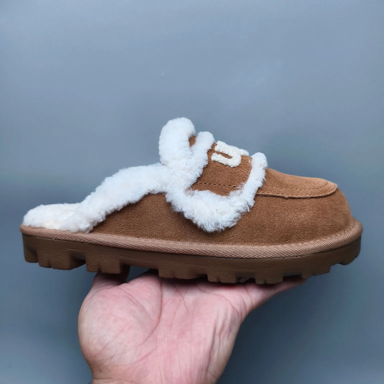 💰440 UGG sheepskin all-in-one snow boots 1206 curly large LOGO casual fur mop Color: maroon sand antelope brown Size: 35-40